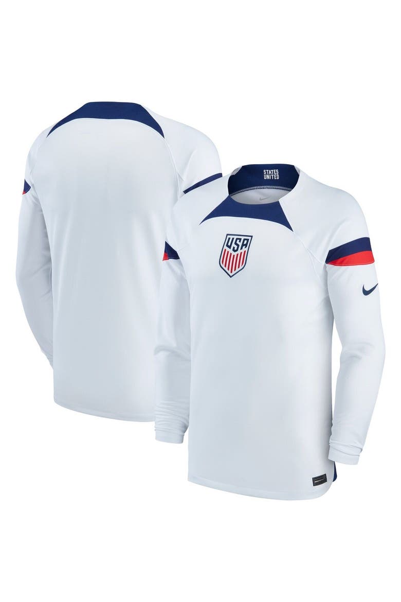Men's Nike White USMNT 2022/23 Home Breathe Stadium Replica Blank Long Sleeve Jersey, Main, color, White