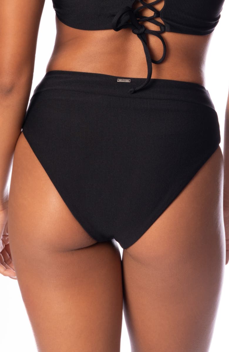 Maaji Jade Black Suzy Q Reversible Bikini Bottoms, Alternate, color, Black