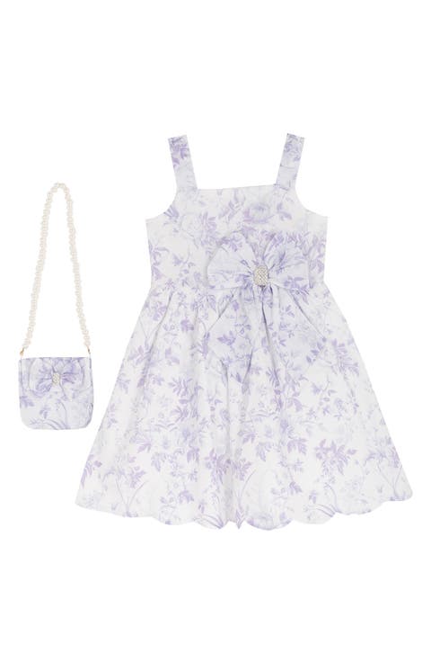 Kids' Toile Print Dress & Crossbody Bag Set (Toddler & Little Kid)