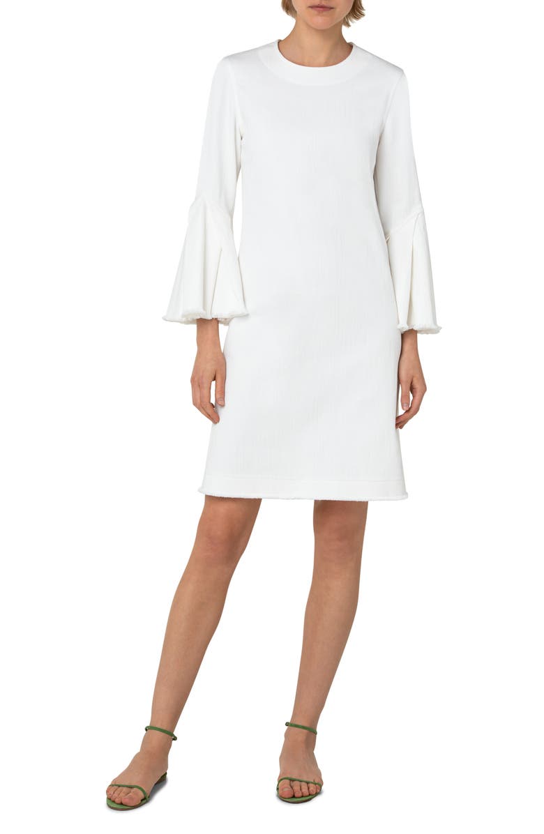 Akris punto Flounce Cuff Denim Shift Dress, Main, color,