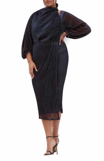 City Chic Jaylee Metallic Long Sleeve Sheath Dress