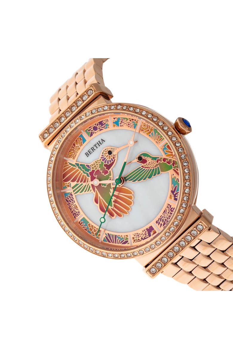 Emily Mother-Of-Pearl Bracelet Watch, Alternate, color, Rose Gold