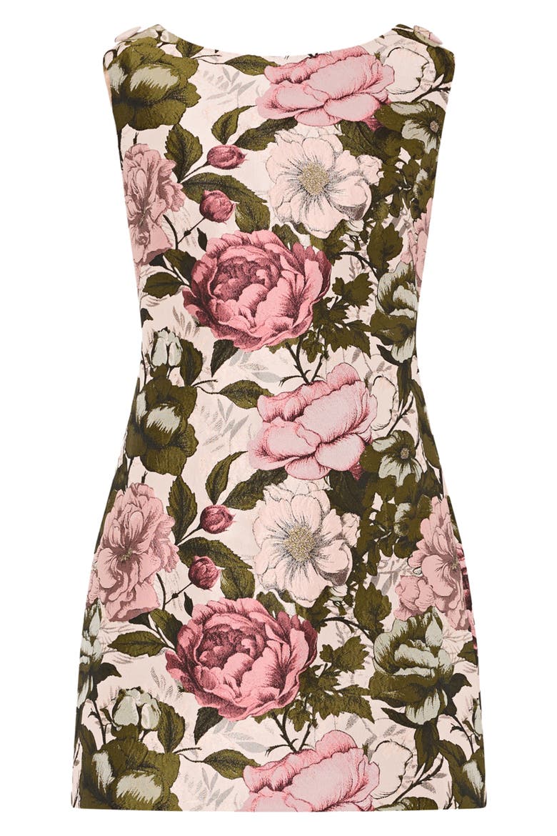 Lane Floral Sleeveless Jacquard Minidress, Alternate, color, PINK/ GREEN