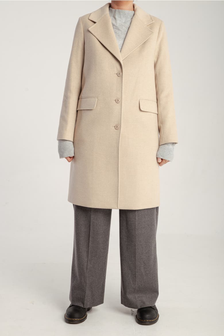 Cashmere Tailored Single-Breasted Coat, Main, color, Natural White