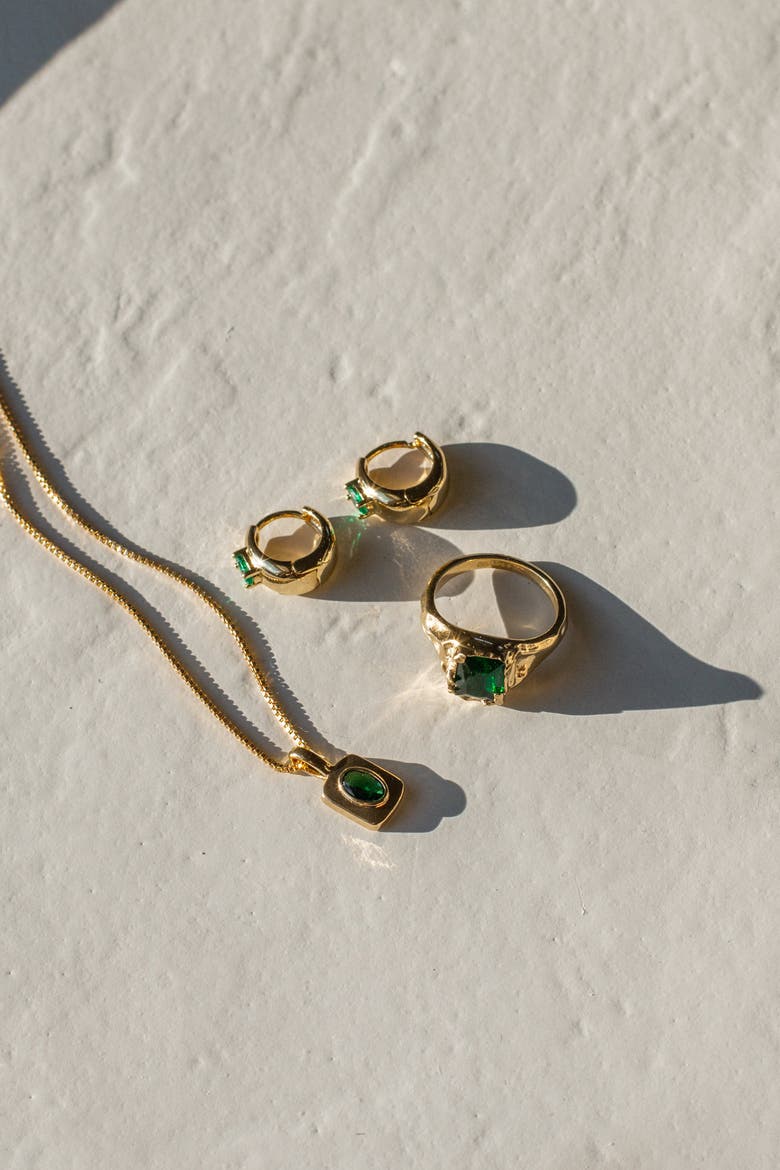 Emerald Tara Earrings, Alternate, color, Gold