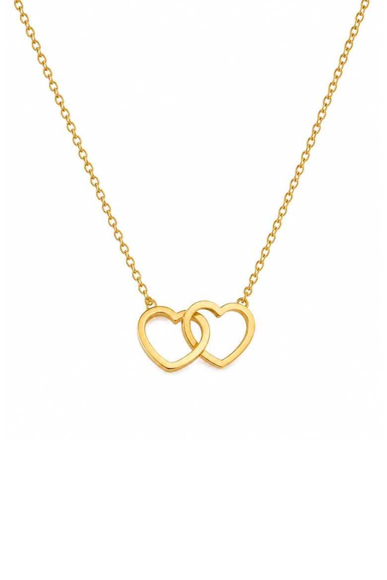 Double Heart Pendant Necklace, Main, color, GOLD