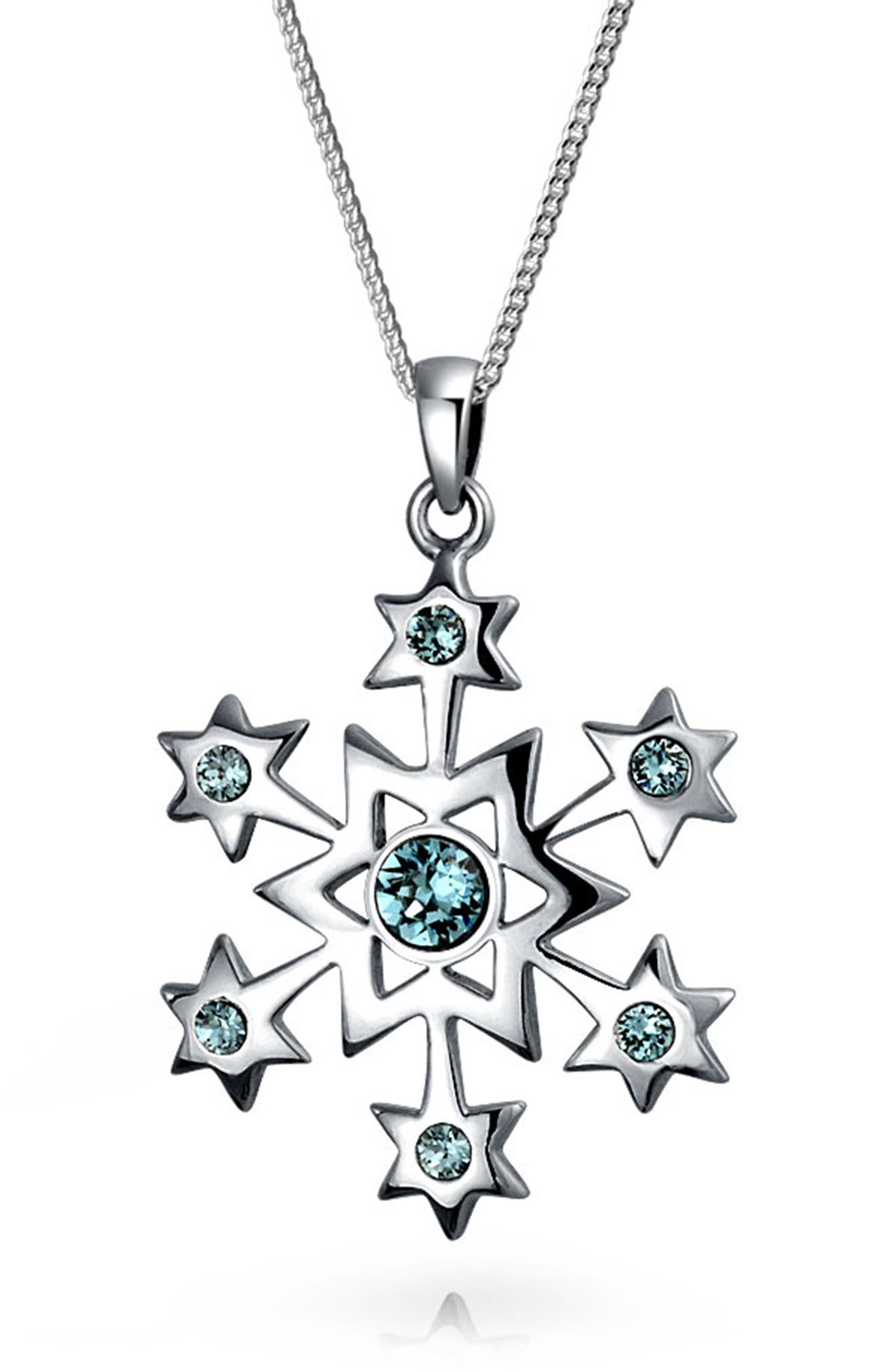 BLING JEWELRY Sterling Silver Snowflake Pendant Necklace