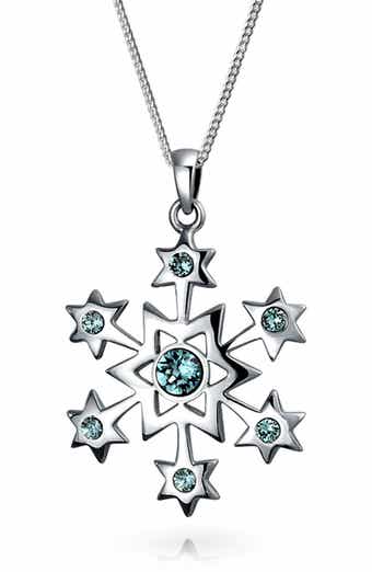 BLING JEWELRY Sterling Silver Snowflake Pendant Necklace