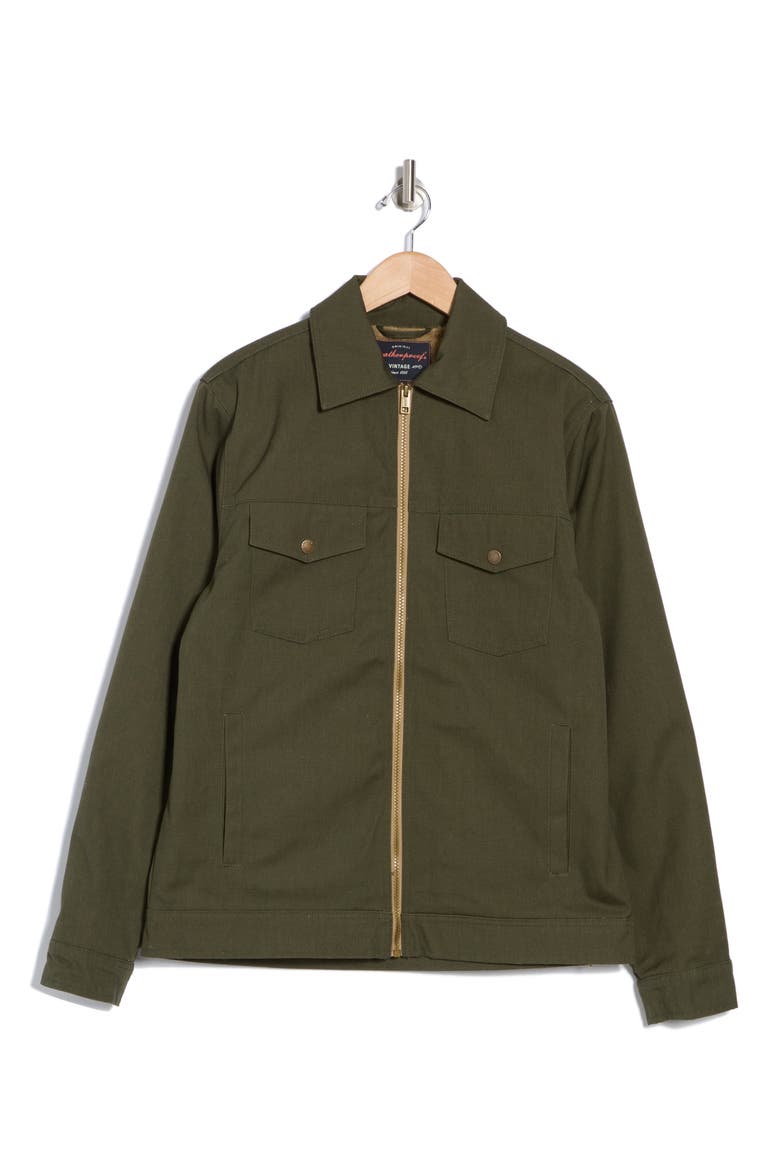 Faux Fur Lined Zip Trucker Jacket, Alternate, color, IVY GREEN