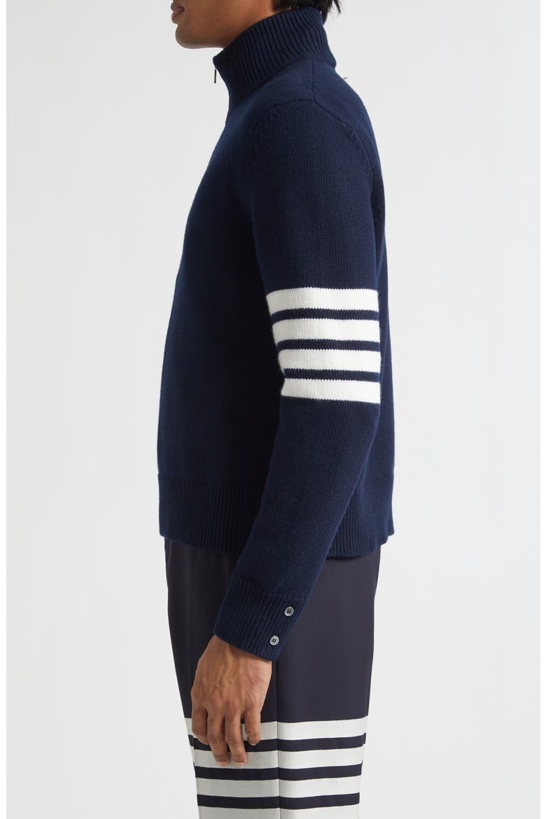 4-Bar Jersey Stitch Virgin Wool Half Zip Sweater, Alternate, color, NAVY