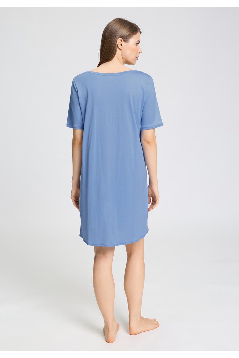 Cotton Deluxe Round Neck Cotton Nightgown, Alternate, color, Bluebird