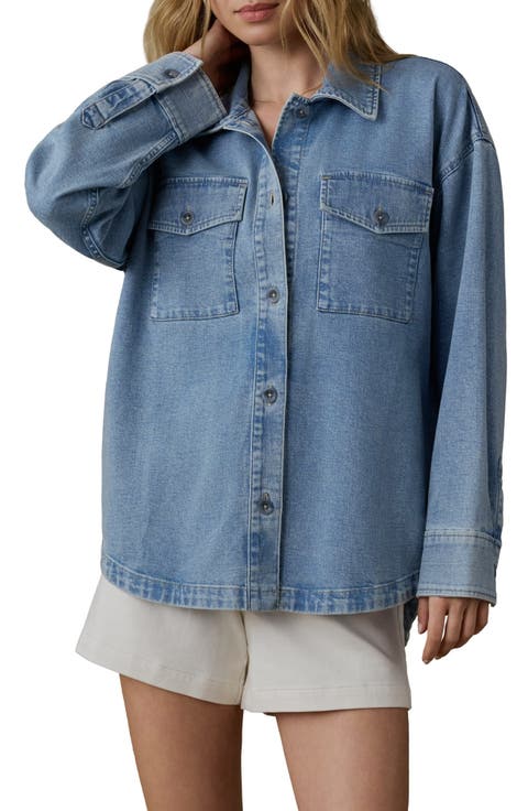 Cotton & Linen Blend Denim Button-Up Shirt