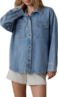 Faherty Cotton & Linen Blend Denim Button-Up Shirt