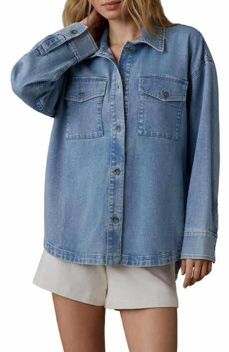 Cotton & Linen Blend Denim Button-Up Shirt