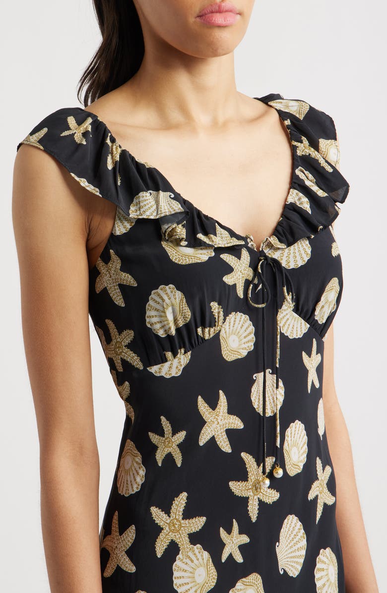 Saylor Gali Shell Print Sleeveless Dress, Alternate, color, Black