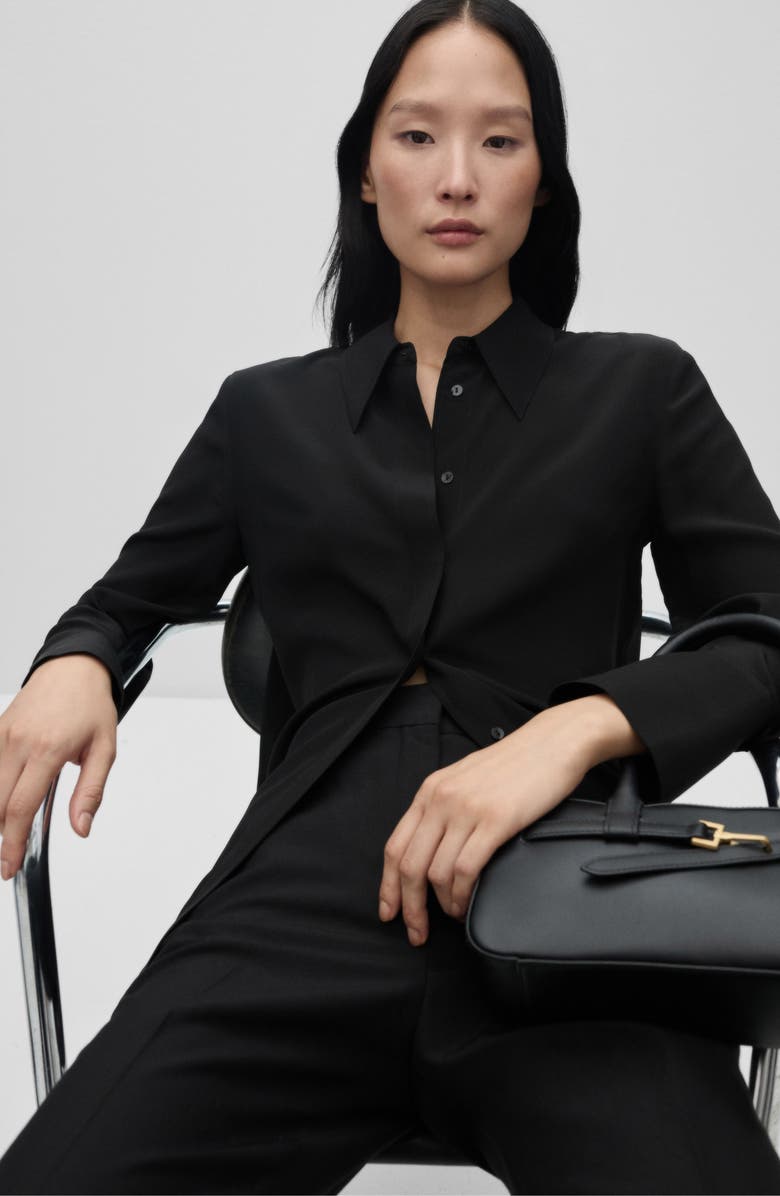 MANGO Silk Button-Up Shirt, Alternate, color, 