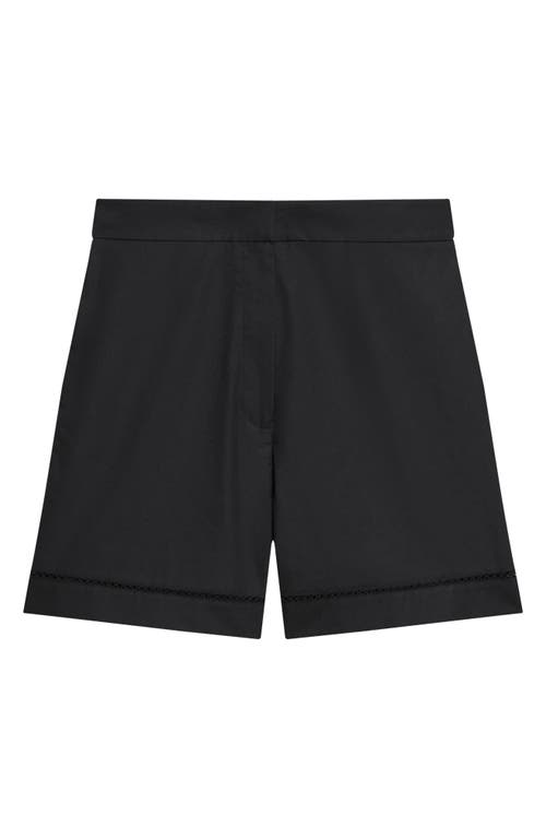Theory Lattice Inset Stretch Cotton Shorts In Black