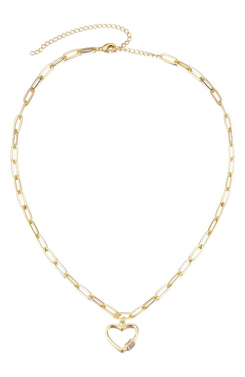 Adornia Cubic Zirconia Carabiner Heart Pendant Necklace In Gold
