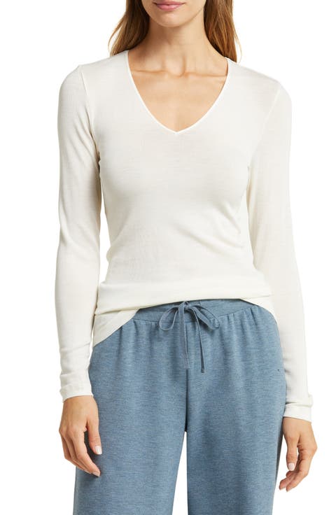 V-Neck Wool & Silk Top