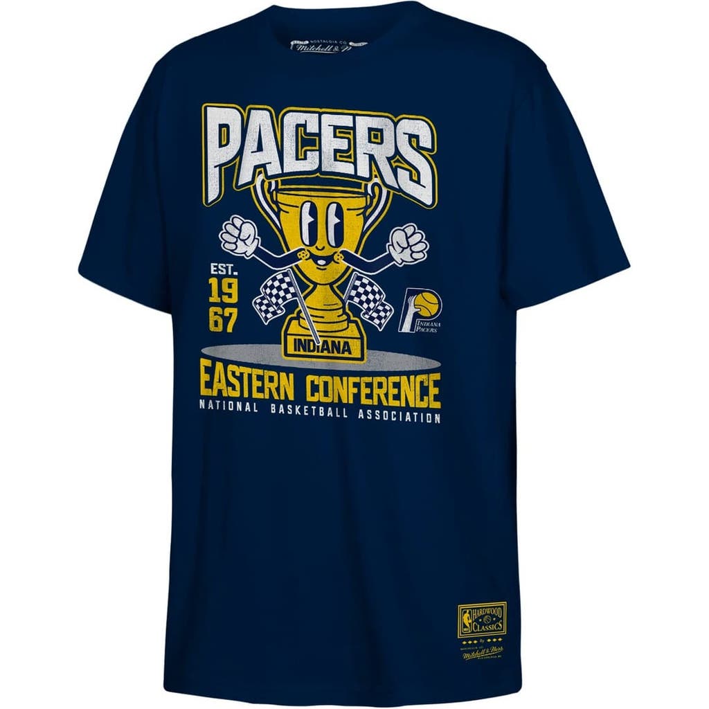 Mitchell & Ness Kids' Youth Navy Indiana Pacers Retro Mascot Script T-shirt In Blue