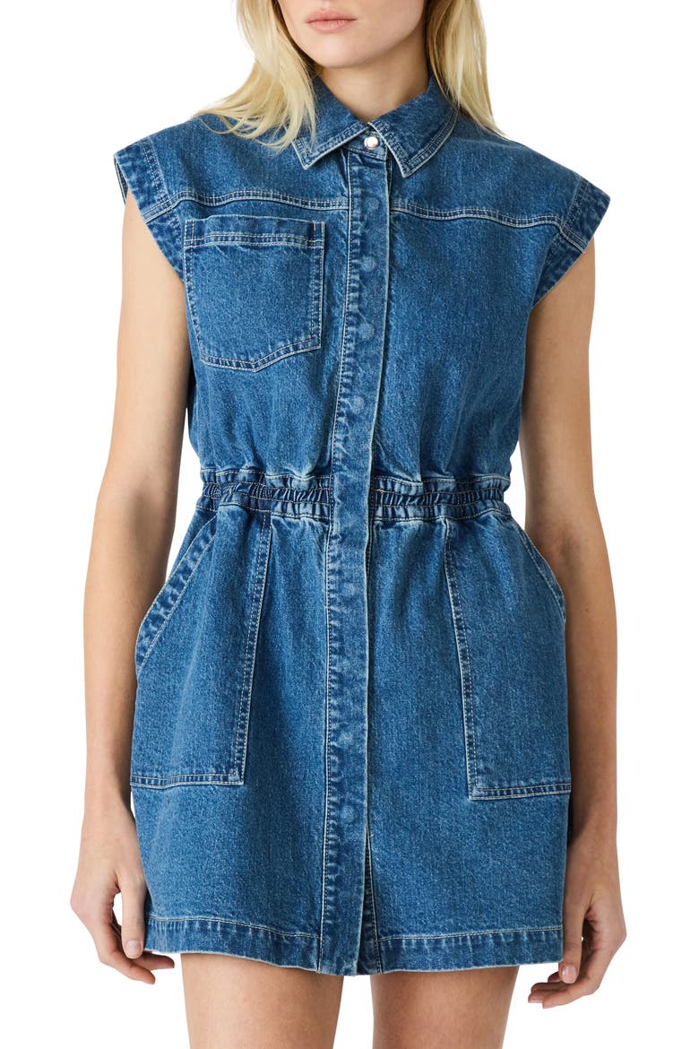 Robbie Denim Minidress, Main, color, ARUBA BLUE