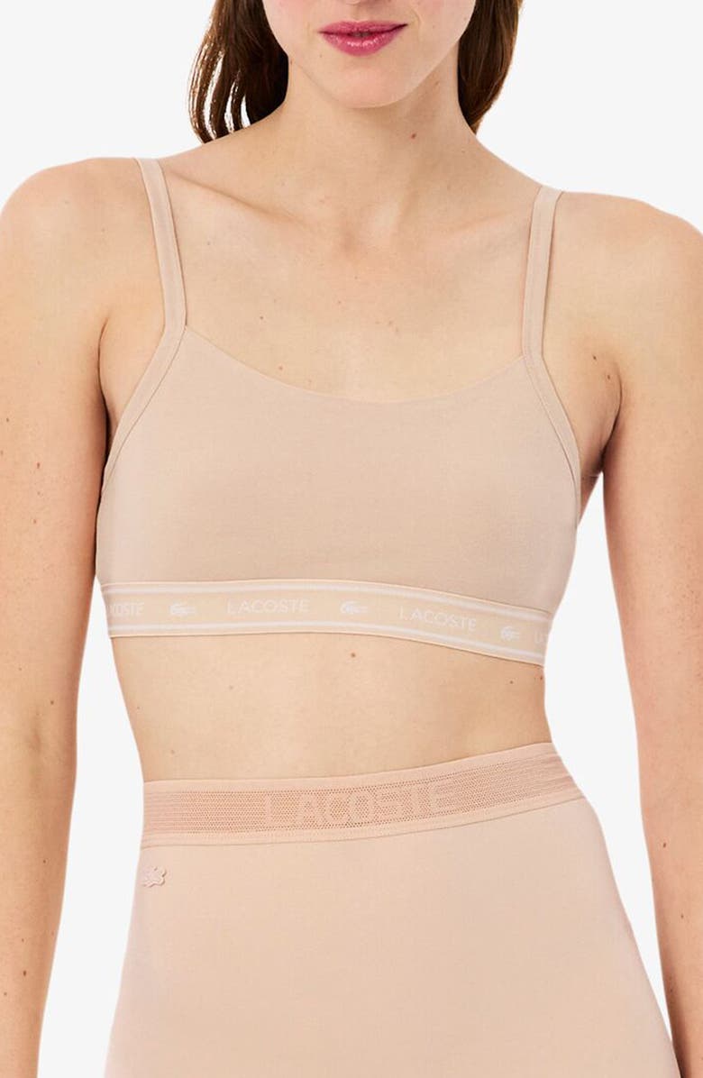 Lacoste Stretch Cotton Bralette, Main, color, Biscuit