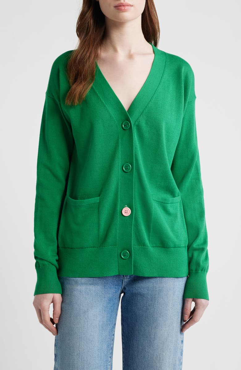 CISSA Button-Up Cotton Wrap Cardigan, Alternate, color, Grass