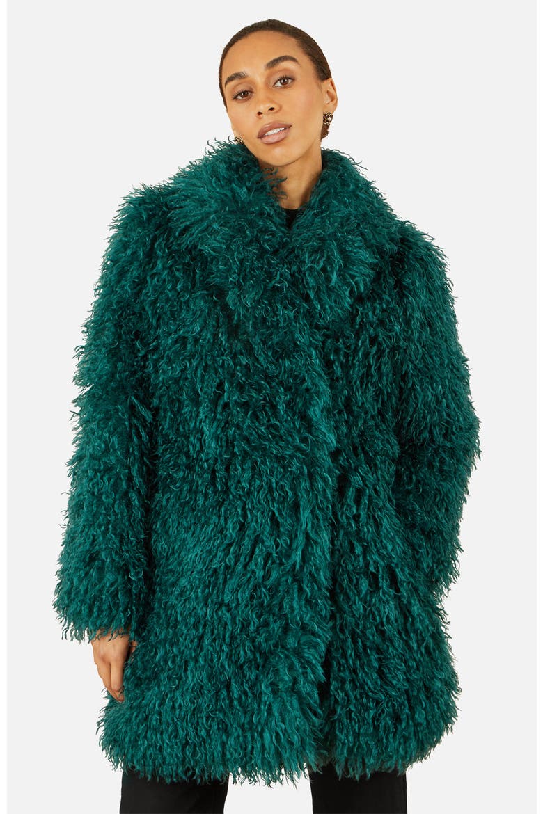 Luxe Long Hair Faux Fur Coat, Main, color, Teal