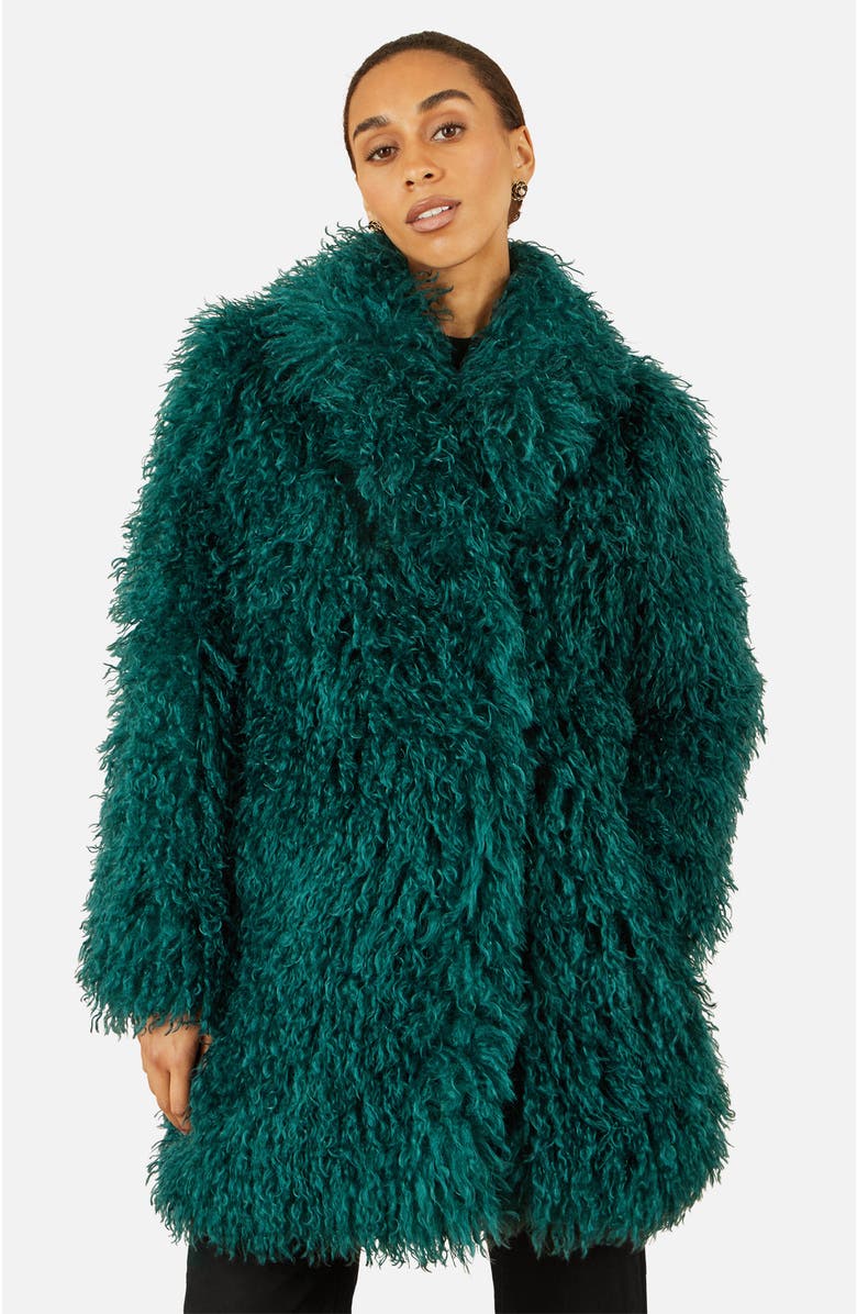 Yumi Luxe Long Hair Faux Fur Coat, Main, color, Teal
