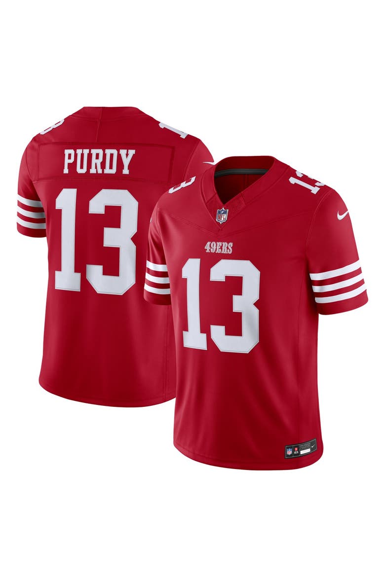 Men's Nike Brock Purdy Scarlet San Francisco 49ers Team Vapor F.U.S.E. Stitched Limited Jersey, Main, color, Scarlet