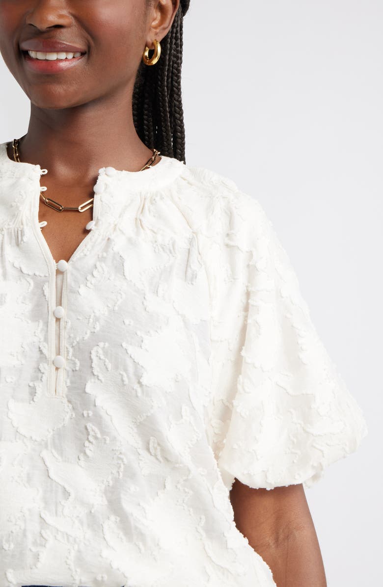 Caslon<sup>®</sup> Floral Jacquard Puff Sleeve Top, Alternate, color, 