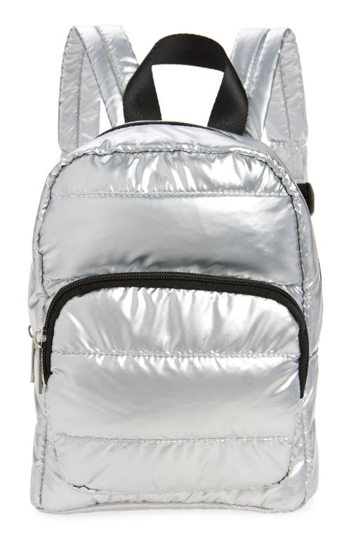 Ruby & Ry Kids' Quilted Metallic Backpack in Silver 