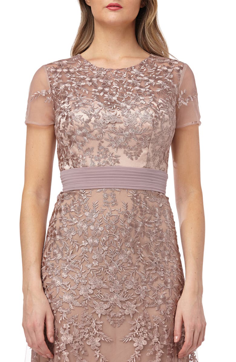 JS Collections Floral Embroidered Evening Dress, Alternate, color,