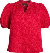 SUGARLIPS Arielle Jacquard Puff Sleeve Top