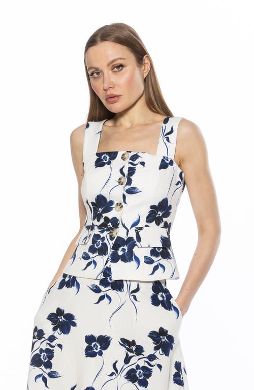 Alexia Admor Poelne Button Front Vest Top In Ivory Floral