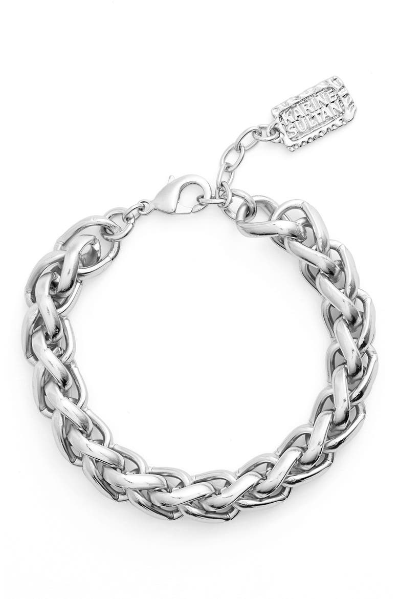 Braided Link Bracelet, Main, color, SILVER