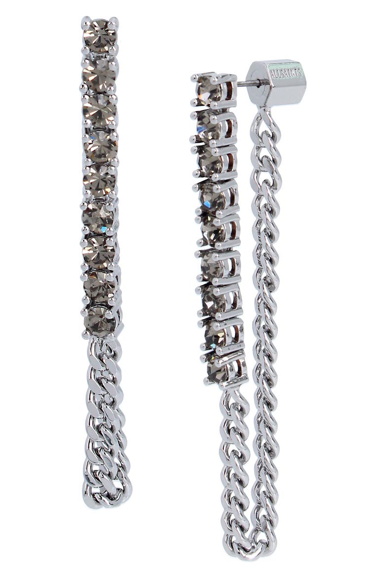 Crystal Draped Chain Front/Back Earrings, Main, color, CRYSTAL/ RHODIUM