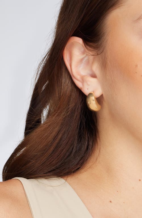 Open Edit Set Of 3 Puffy Hoop Earrings In Gold