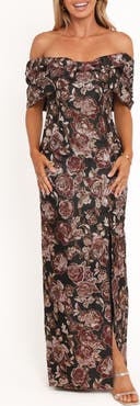 Petal & Pup Lilia Off the Shoulder Maxi Cocktail Dress