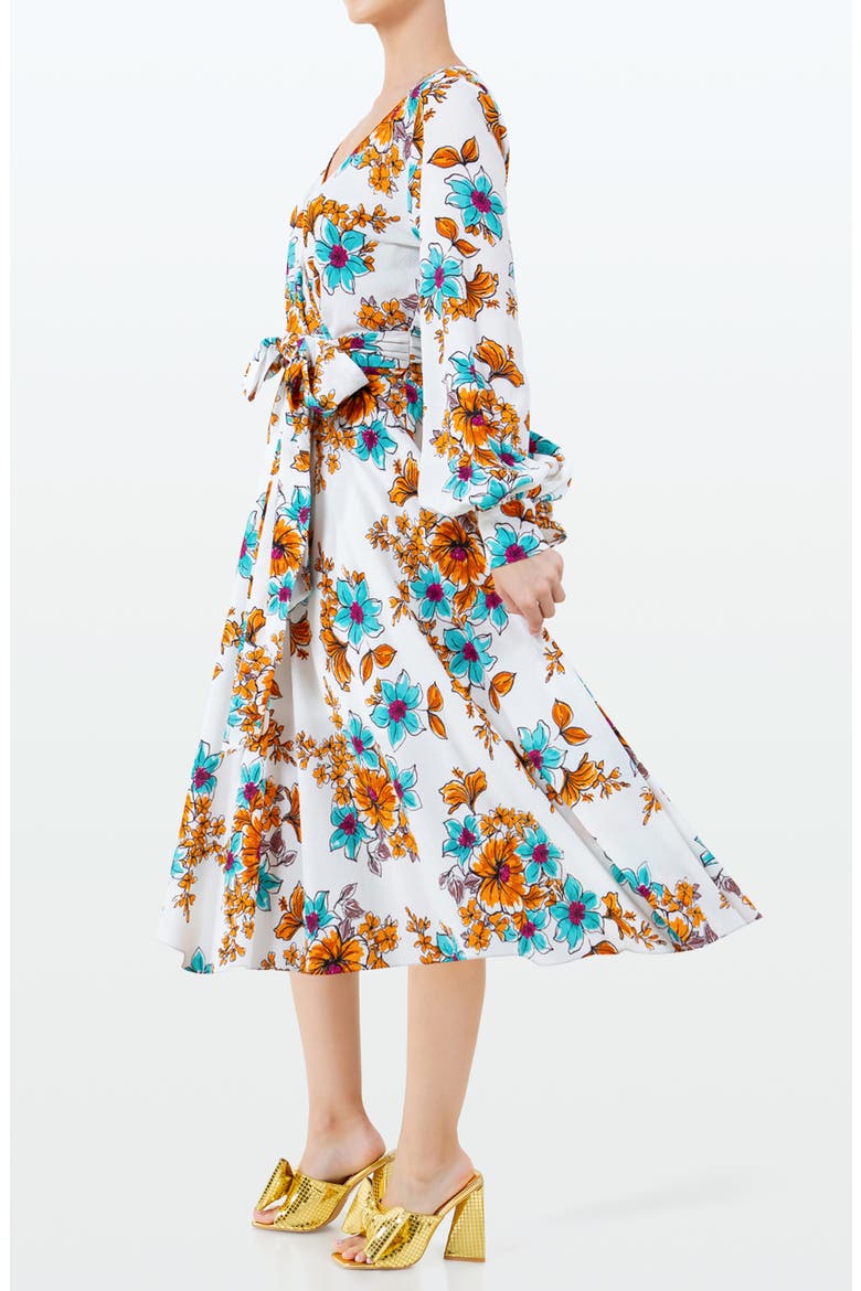Lilypad Surplice Long Sleeve Wrap Midi Dress, Alternate, color, BEGONIA IVORY