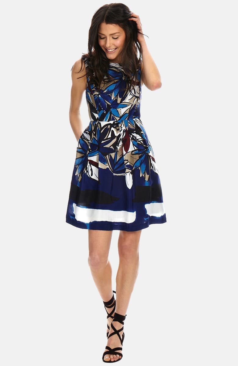 Donna Morgan Print Woven Fit & Flare Dress, Main, color, 