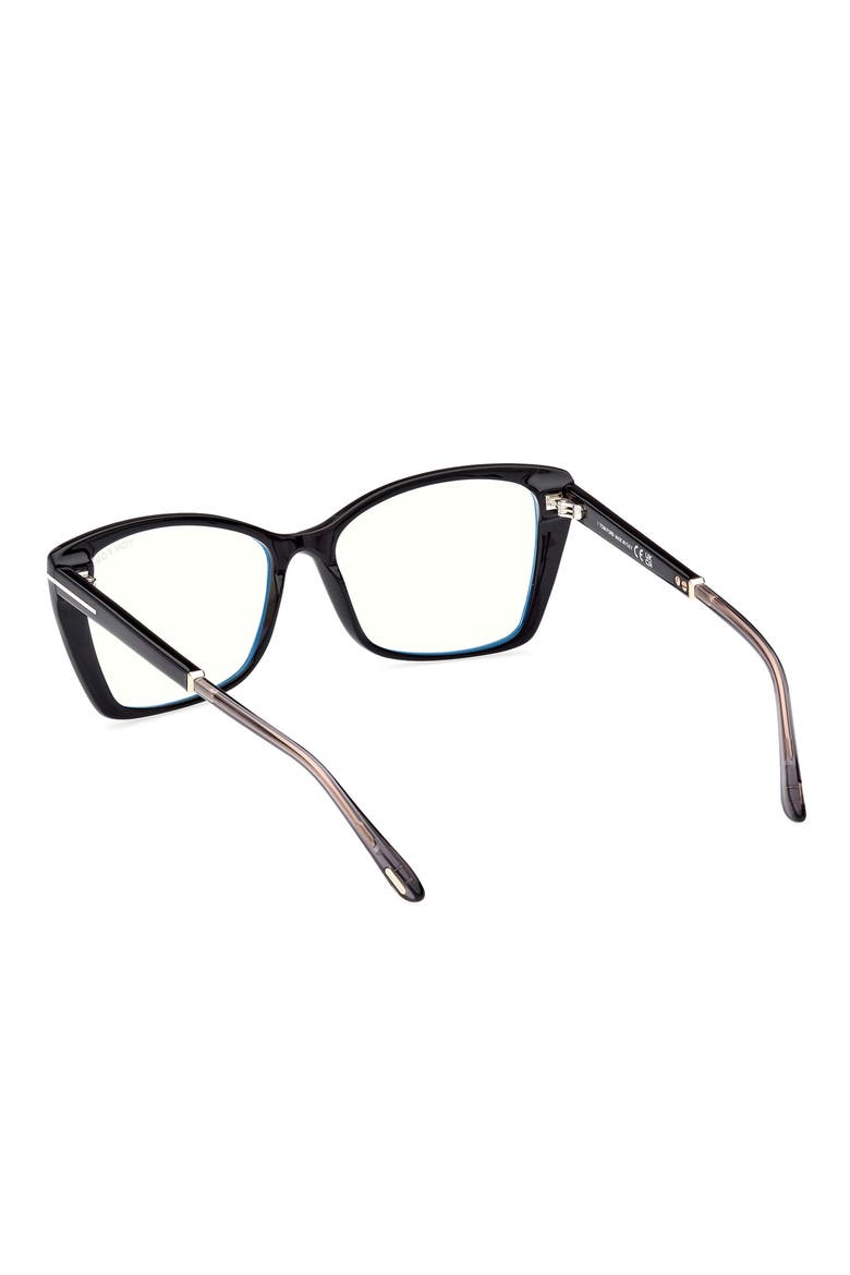 55mm Butterfly Blue Light Blocking Optical Glasses, Alternate, color, BLACK ROSE GOLD / T LOGO