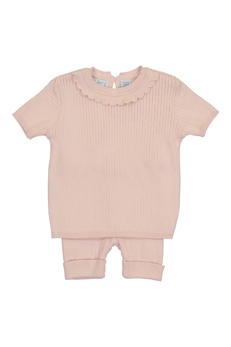 Rib Knit Top & Shorts Set, Main, color, BLUSH
