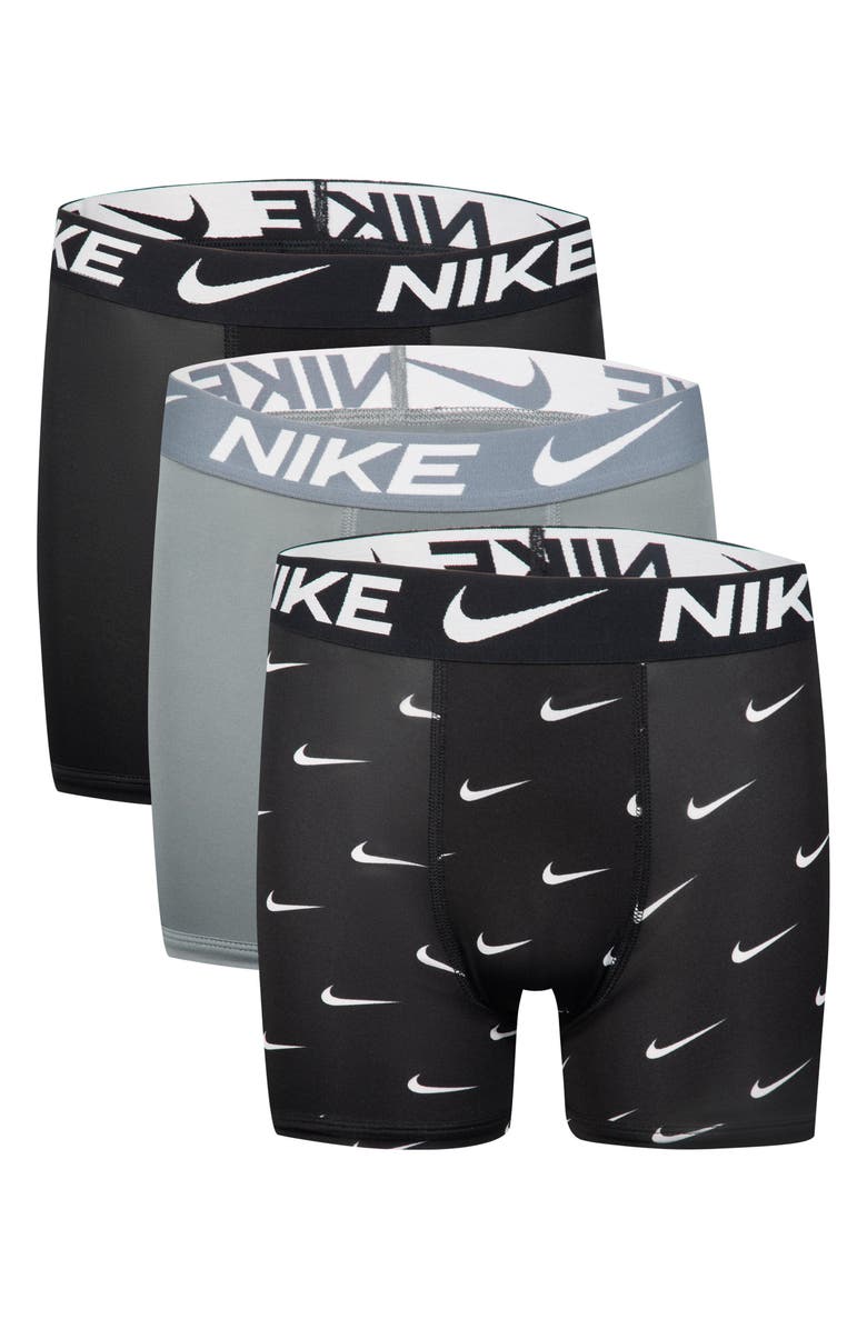 Nike Kids' Assorted 3-Pack Micro Essentials Boxer Briefs, Main, color, Grey/ Black