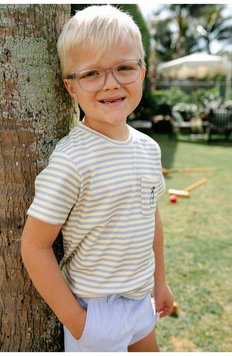 Little Paper Kids Jackson Pocket Tee, Alternate, color, Pale Blue / Yellow