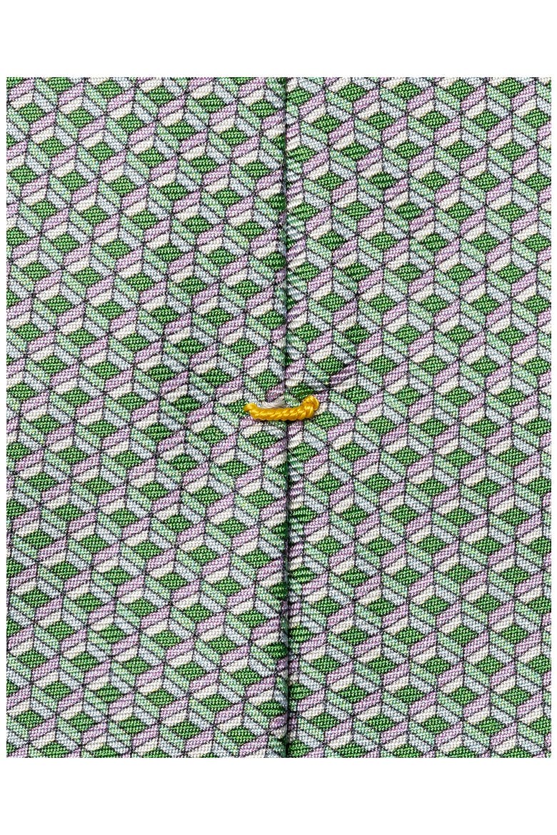 Green Geometric Print Silk Twill Tie, Alternate, color, MEDIUM GREEN