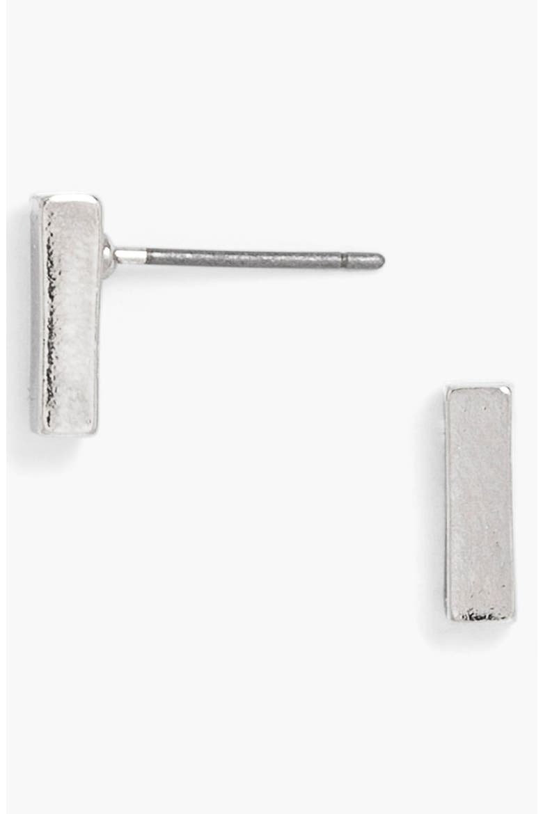 'Karat' Bar Stud Earrings, Main, color, SILVER