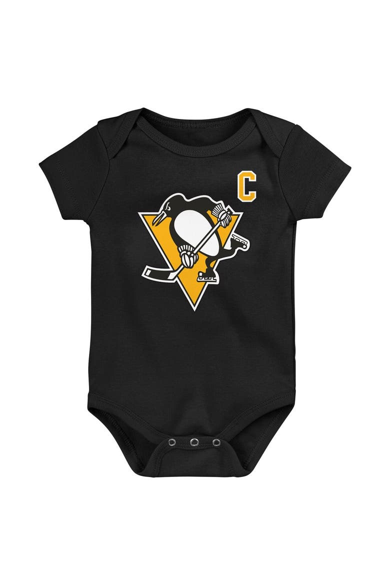 Infant Mitchell & Ness Mario Lemieux Black Pittsburgh Penguins Captain Patch Name & Number Bodysuit, Alternate, color, Black