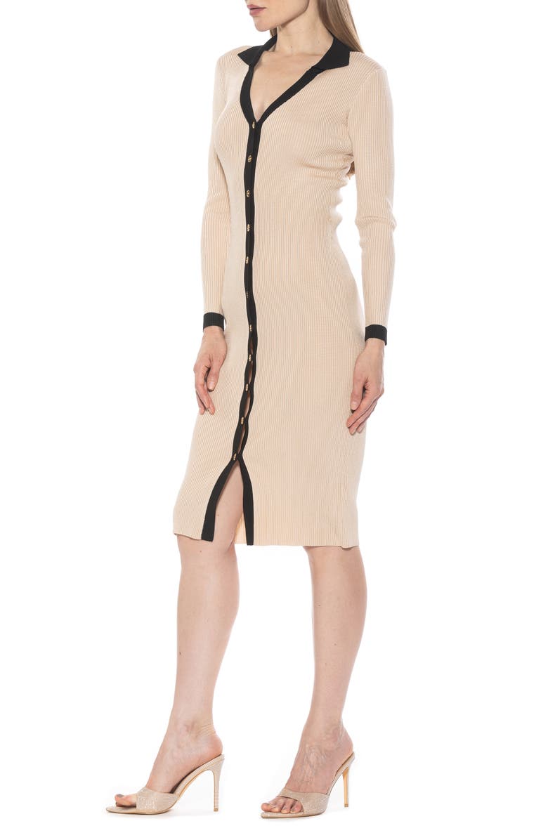 Alexia Admor Cordelia Knit Long Sleeve Shirtdress, Alternate, color, Ivory