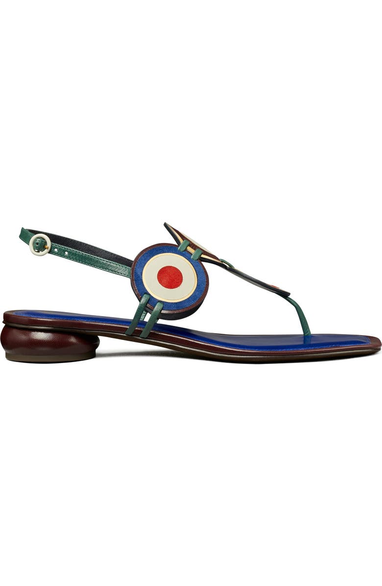 Tory Burch Marquetry Flat Disk Slingback Sandal, Alternate, color,